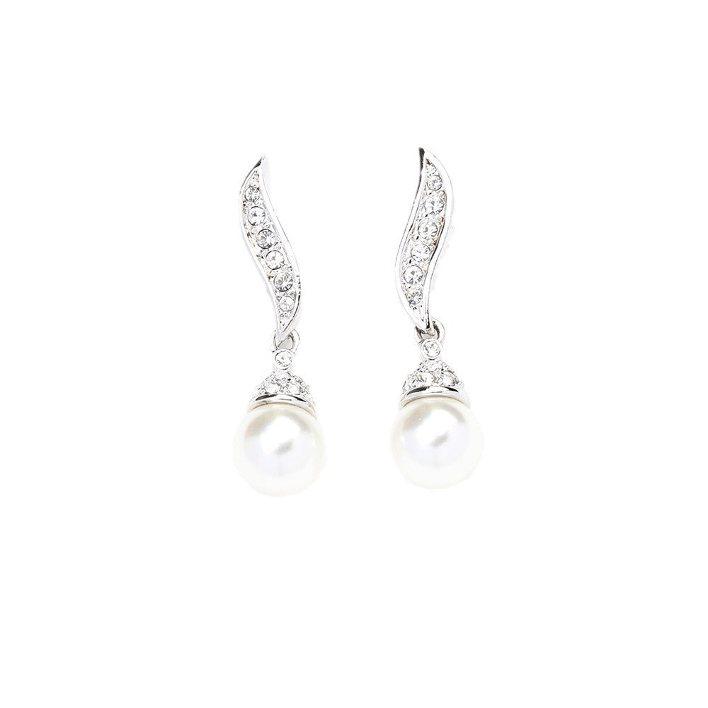 Classic Elegant Graceful Gold-plated Two-color Artificial Pearl Earrings