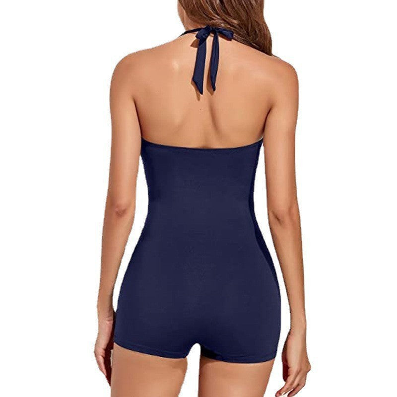 Women's Boxer One-piece Pure Color Bikini