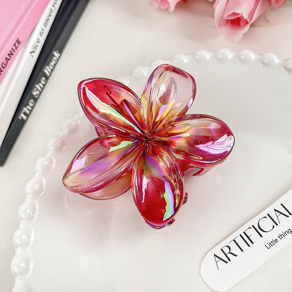 High Sense Plumeria Ruby Seaside Holiday Barrettes