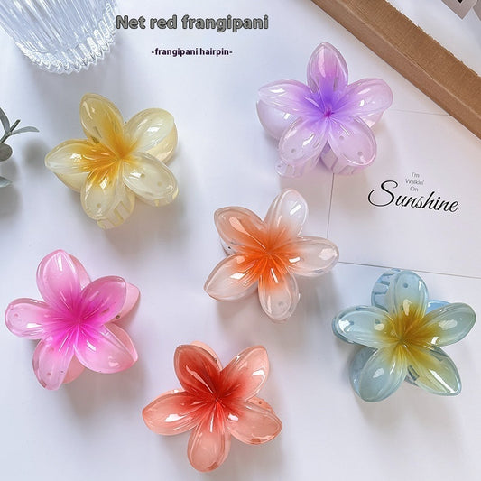 High Sense Plumeria Ruby Seaside Holiday Barrettes