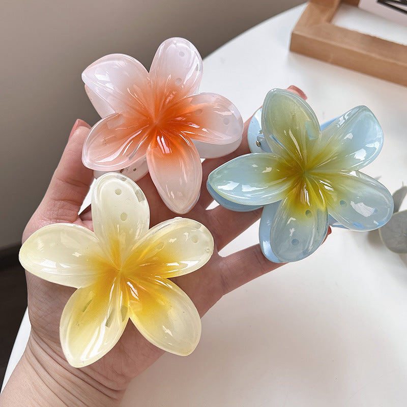 High Sense Plumeria Ruby Seaside Holiday Barrettes