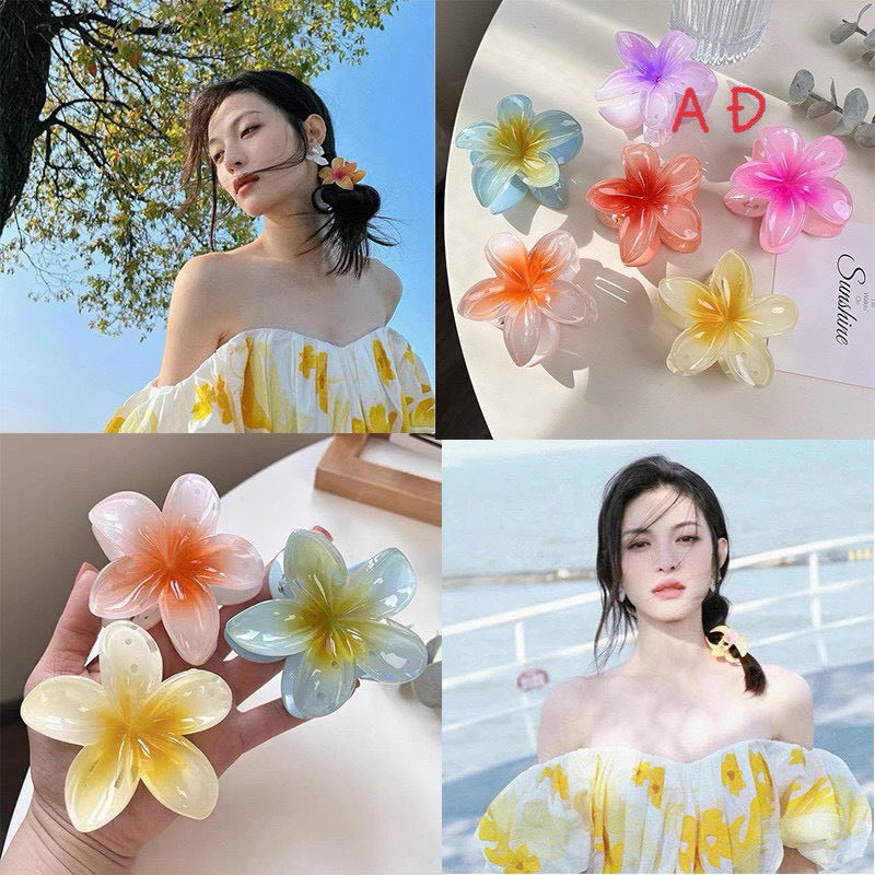 High Sense Plumeria Ruby Seaside Holiday Barrettes