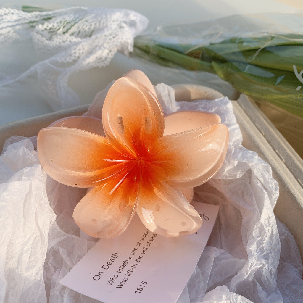 High Sense Plumeria Ruby Seaside Holiday Barrettes