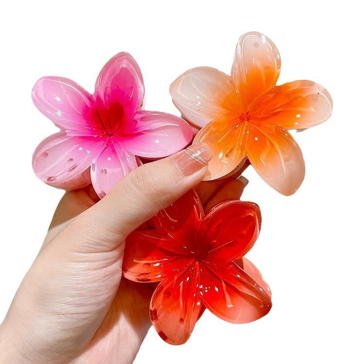 High Sense Plumeria Ruby Seaside Holiday Barrettes