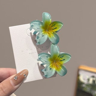 High Sense Plumeria Ruby Seaside Holiday Barrettes