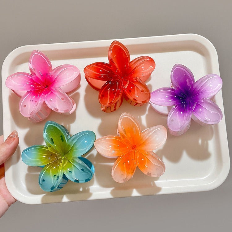 High Sense Plumeria Ruby Seaside Holiday Barrettes