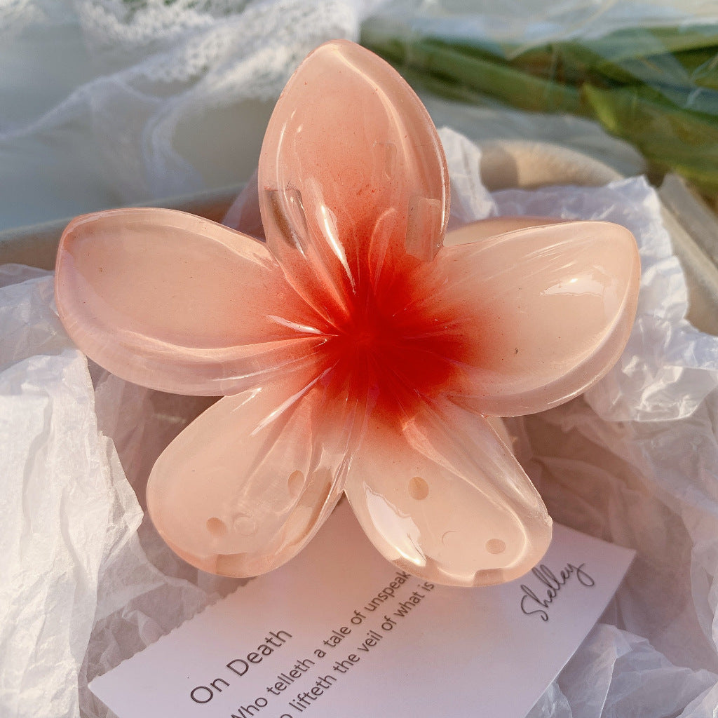 High Sense Plumeria Ruby Seaside Holiday Barrettes